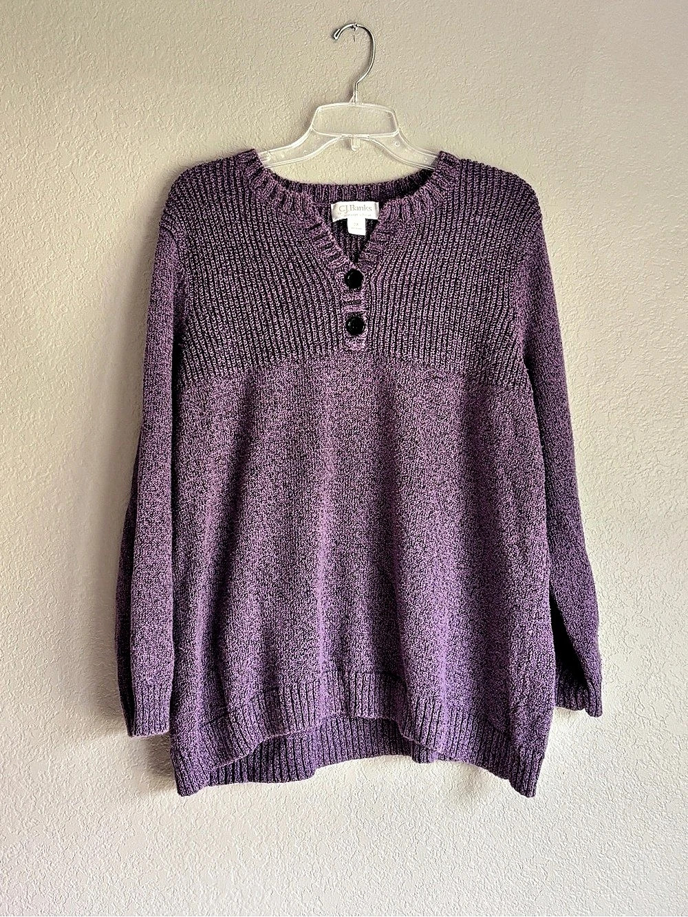 C.J. Banks Purple Button Front Packet Sweater Women’s 2X